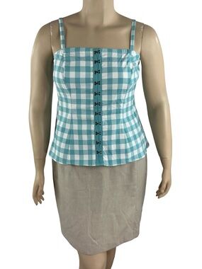 Torrid Fit And Flare Strapless Gingham Top Blue Size 1X